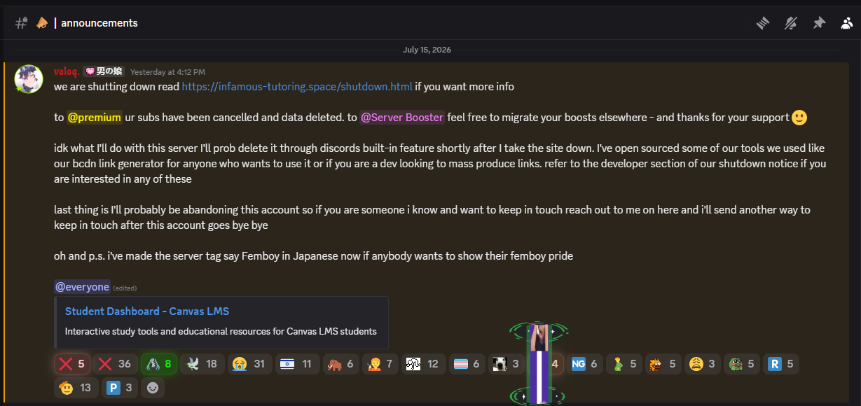 the discord shutdown announcement
